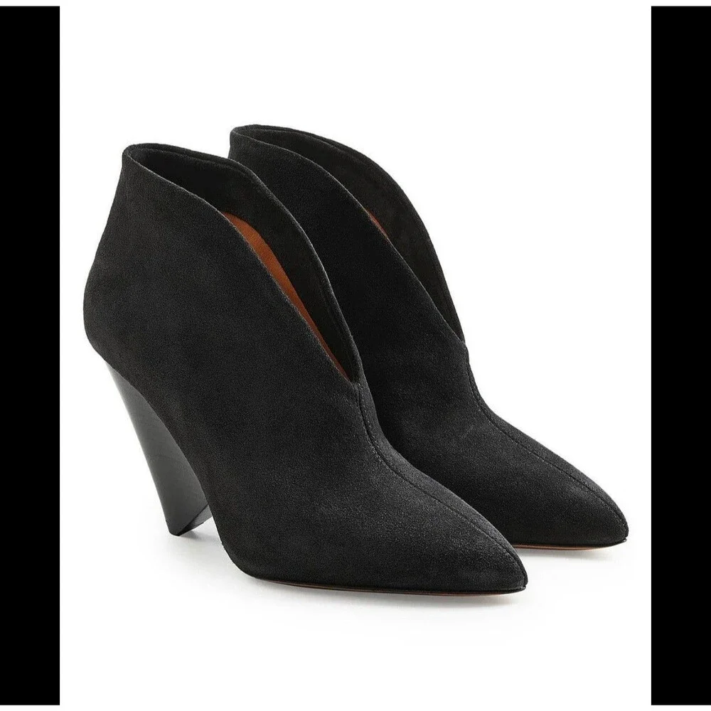 Isabel Marant Black Adenn Suede Ankle Boots Womens Size 39 Designer Fashion Chic